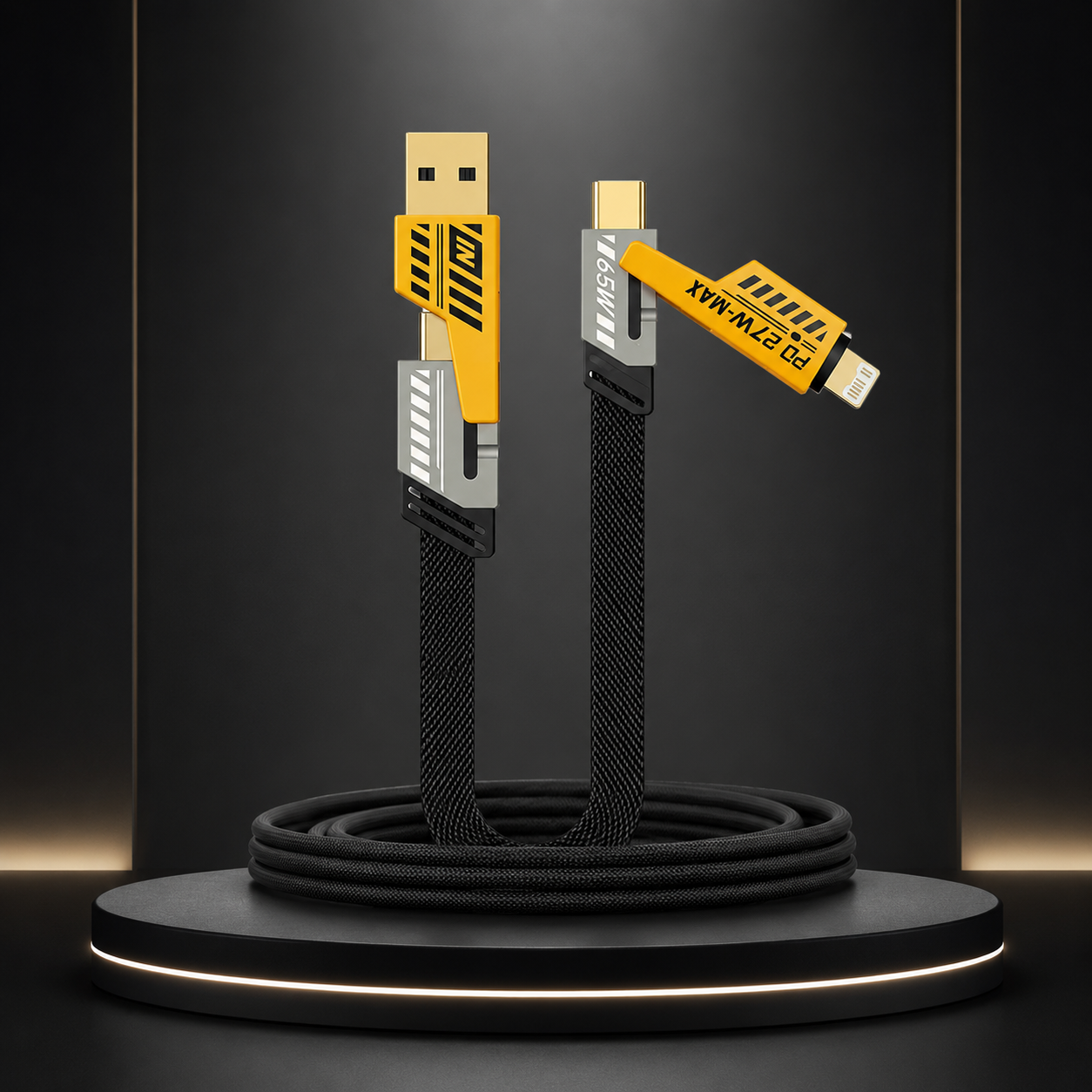 Cable de Carga Rápida 4 en 1 PD 65W – Nylon Trenzado Reforzado