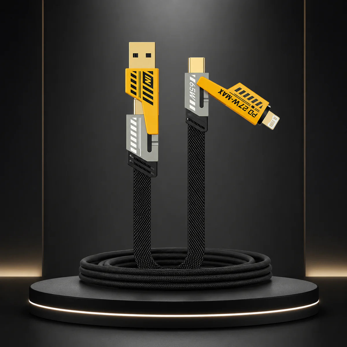 Cable de Carga Rápida 4 en 1 KADIXI | Compatible con iPhone, Android y Tipo C | Un Solo Cable para Todos tus Dispositivos
