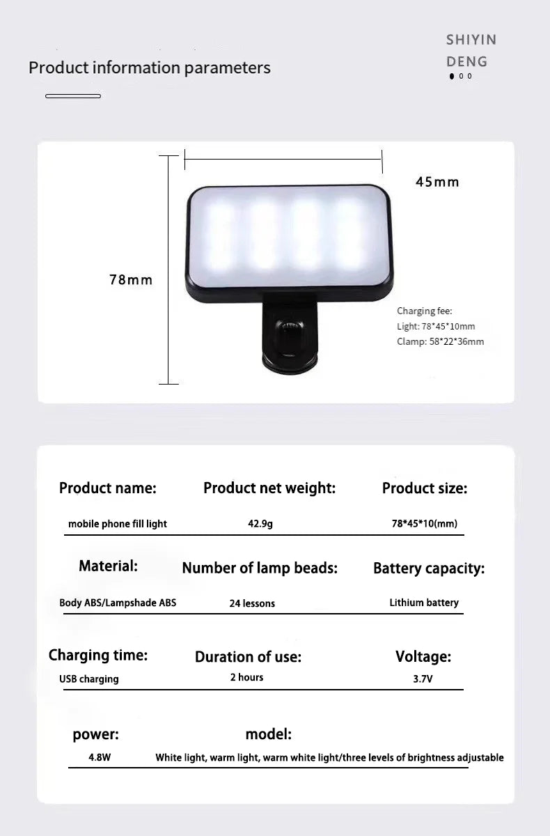 Luz LED Portátil para Selfies y Creación de Contenido