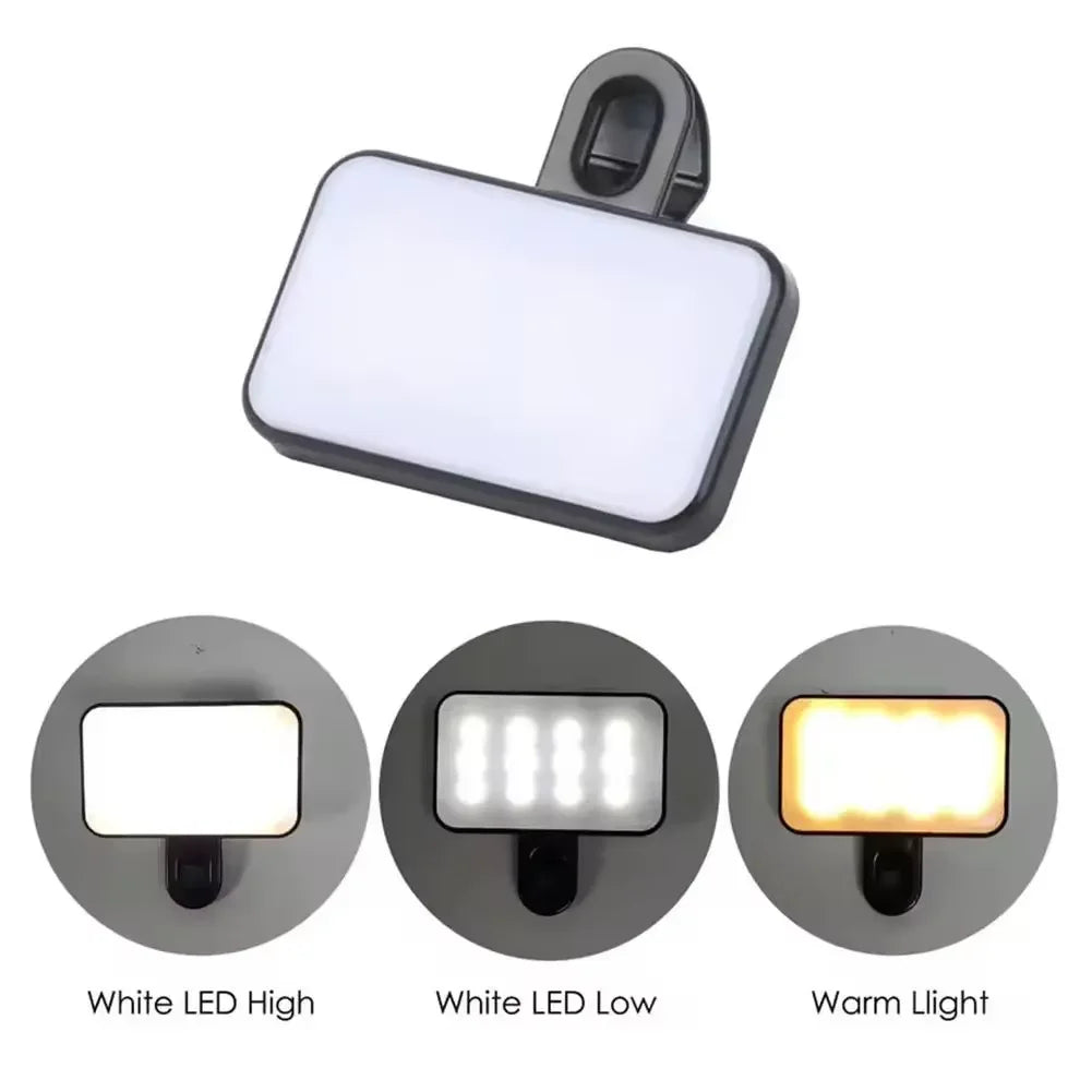 Mini Luz LED Recargable | 3 Niveles de Brillo | Ideal para Selfies, TikTok, Streaming, Videollamadas y Fotografía