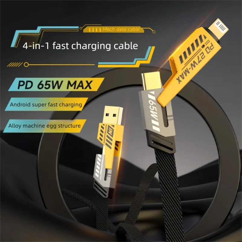 Cable de Carga Rápida 4 en 1 PD 65W – Nylon Trenzado Reforzado