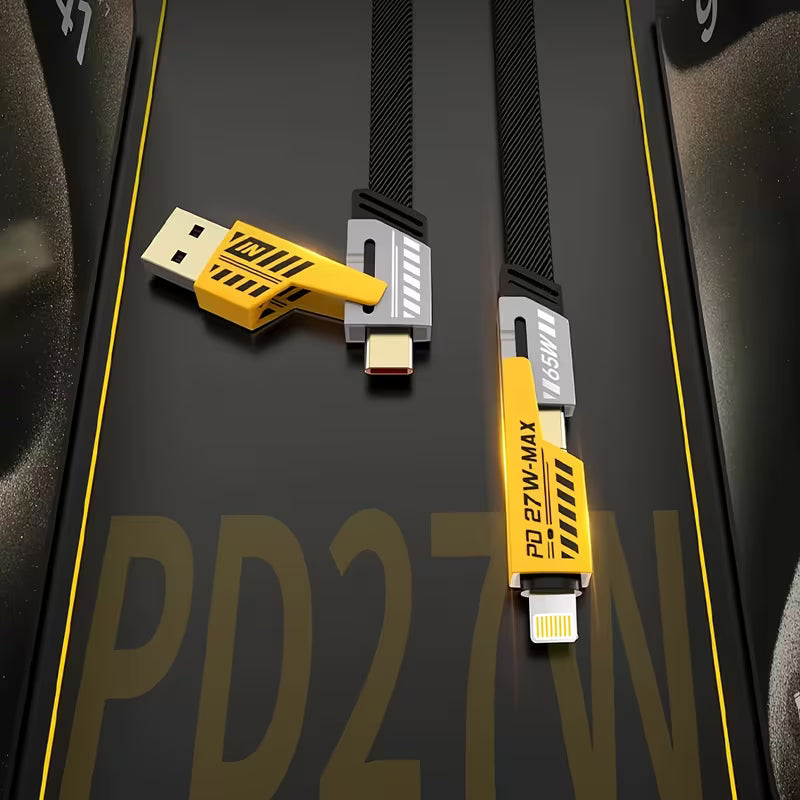 Cable de Carga Rápida 4 en 1 KADIXI | Compatible con iPhone, Android y Tipo C | Un Solo Cable para Todos tus Dispositivos